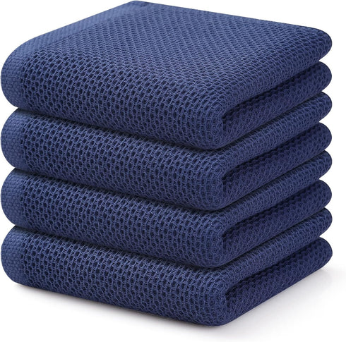 Kitinjoy 100% Cotton Waffle Weave Kitchen Towels, 4-Pack Super Soft and Absorbent Dish Towels for Drying Dishes, Kitchen Hand Towels, 13 in x 28 i...