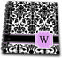 3dRose db_154398_3 Personal Initial W Monogrammed Pink Black and White Damask Pattern Girly Stylish Personalized Letter Mini Notepad, 4" x 4"...