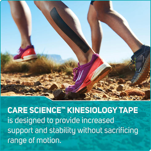 Care Science Waterproof Kinesiology Tape, 40 ct Precut Strips (2 Rolls), Black | Elastic Sports & Weightlifting Tape Supports Muscles & Joints. Wa...