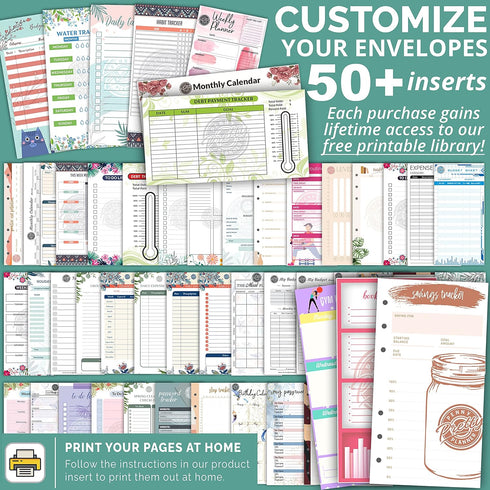 A6 Binder Cover and 12 Clear Envelopes, Budget Binder with Cash Envelopes for Budgeting, Binder Pockets Cash Envelope Wallet, Budget Planner Organ...