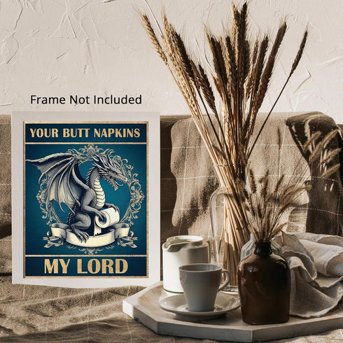 Posterizer 1 pcs-Butt Napkins-Gothic Dragon-Men's Restroom Print-Comedy Art-Retro Art-Gifts for Men- Bathroom, restroom Decor- unframed wall art...