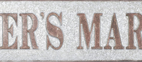 Deco 79 59449 Distressed Iron Farmer's Market Wall Sign, 7" x 36", Brown/Gray...