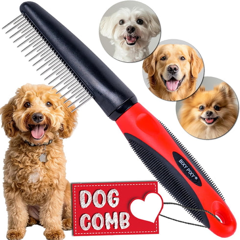 Poodle Comb for Dogs with Rotating Teeth - Smoothest Pet Comb with 5-in-1 Features for Dematting - Dog Essentials for Small Medium and Large Dog...