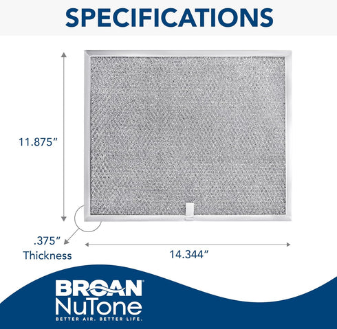 Broan-NuTone BPS1FA30 Aluminum QS1 Series Range Hoods, Kitchen Exhaust Grease Filter, 2 Count (Pack of 1), Grey, 2 Set...