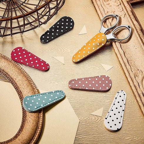 Mudder 6 Pieces Embroidery Scissors Sheath Polka Dot Scissors Protective Cover Scissors Leather Sheath for Embroidery Sewing Quilting Crafts...