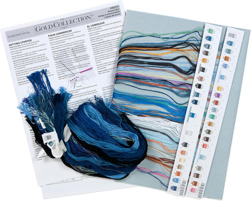 Dimensions Gold Collection Counted Cross Stitch Kit, Aurora Cabin, 16 Count Dove Grey Aida, 16'' x 12''...