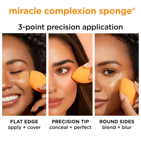 Real Techniques Miracle Complexion Sponge Set 4 Pack, Makeup Blender Sponge For Liquid & Cream Makeup, Buildable Coverage, Foundation Sponge For N...