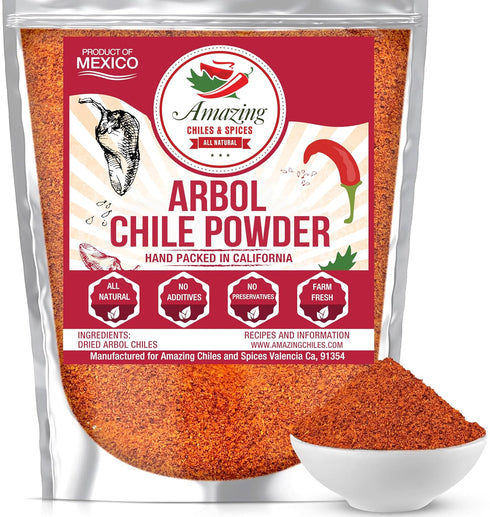 Chile de Arbol - Dried Red Chili Pepper Powder - 4oz - Ground Peppers For Authentic Mexican Cuisine...