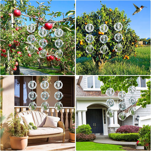 Bird Scare Discs Set, Highly Reflective Bird Reflectors Wind Spinner, Extra Sparkly Owl Wind Spinner Bird Devices to Scare Birds Away from Yards O...