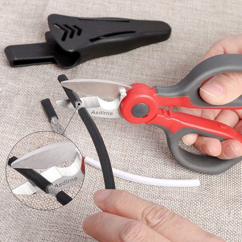 2 Pack Electrician Scissors, Heavy Duty Stainless Steel Sharp Blades and Soft Rubber Grip, Electrician Shears with Protective Cover, 6.1 Inch (Gra...
