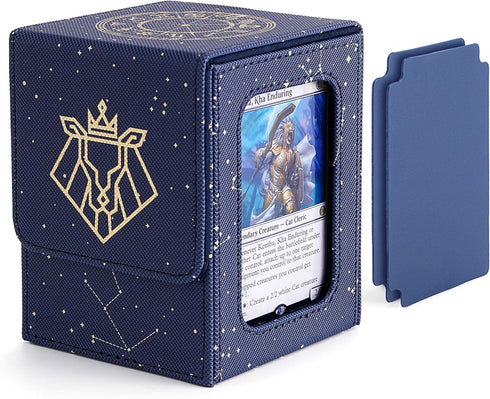 Venssu MTG Deck Box for Commander Display,Card Deck Box Fits 100 Double Sleeved Cards, Deck Box TCG with 2 Dividers and 1 Toploader (Leo)...