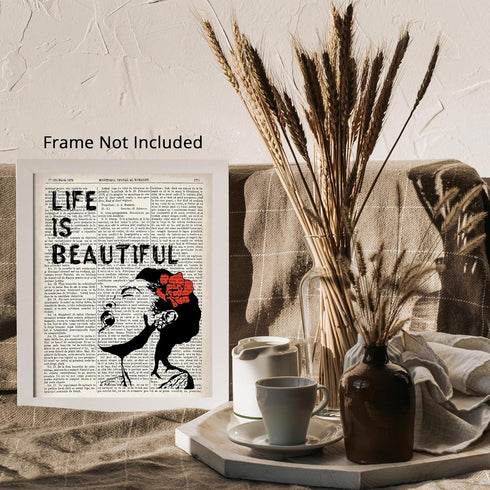 Posterizer 1 pcs-Billie Holiday Street Graffiti Dictionary Print-Life is Beautiful-Musical Art Collection-Afro-American Art Collection-Living Room...