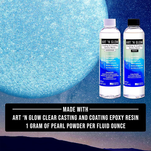 Art 'N Glow Mica Pearl Pigment Powder - 25 Grams - Fine Pearl Pigment for Epoxy Resin - Great Choice for Creatives - Acrylic Paints - Art Crafts -...