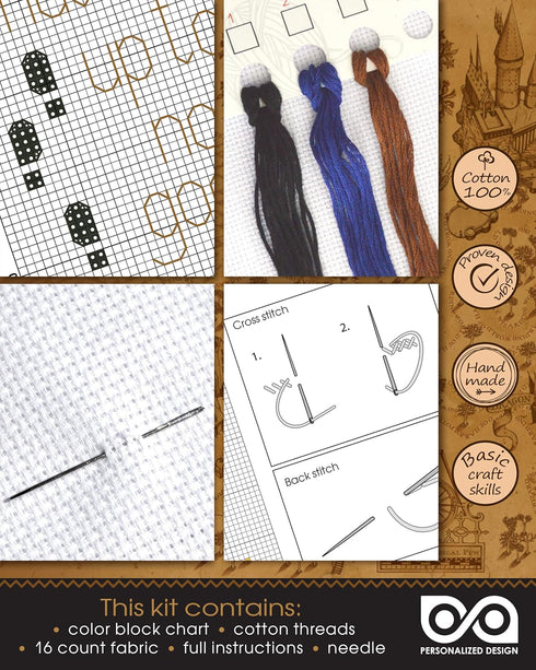 Personalized.Design Counted Cross Stitch Kit of Bookmark ‘Mischief Managed - I Solemnly Swear That I Am Up to No Good’...