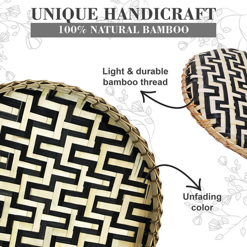 Bamboo Woven Wall Baskets Decor Boho Flat Set 3 Shallow Basket for Organizing Kitchen, for Coffee Table Trays Decorative Plates for Wall Hanging F...