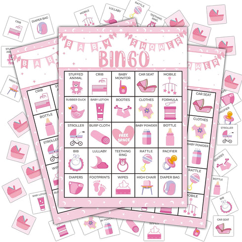 Baby Shower Bingo Cards, Baby Shower Bingo Game, Baby Shower Games Cards for Baby Shower, Gender Reveal Party Games Favors Supplies Decorations, 2...