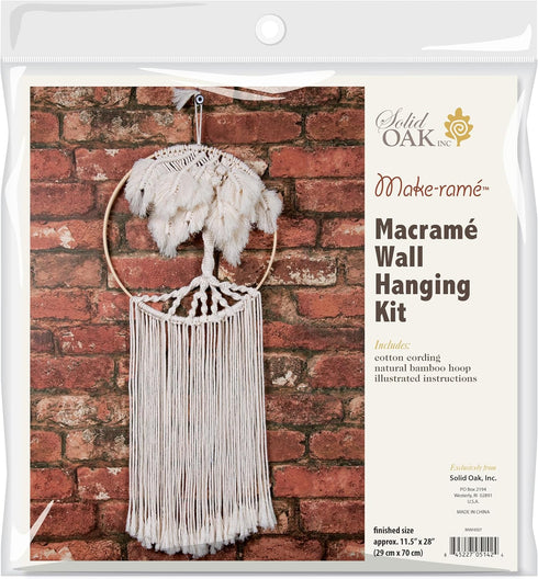 Solid Oak Macrame Wall Hanging Tree...
