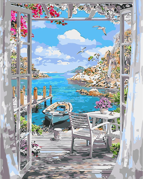 BOMUVI Paint by Numbers for Adults Beginner Paint by Numbers for Adults Sea DIY Paint by Number Kits Acrylic Painting Paint by Number Kits on Canv...