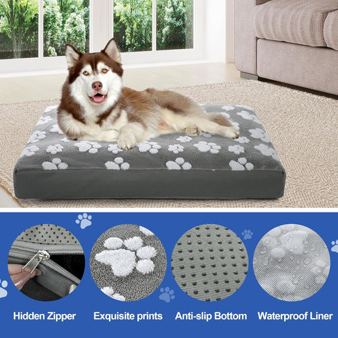 Dog Bed Covers,Waterproof Dog Bed Cover Pet Bed Cover with Lovely Dog Paw Print and Double-sided Usable Design Replacement Machine Washable Pet Ha...
