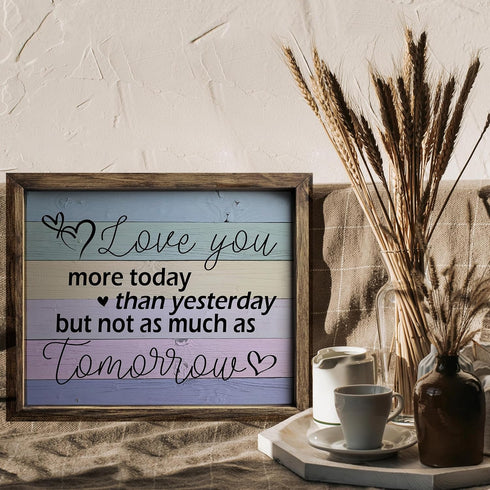 Posterizer 1 pcs-I Love You More Today- Rustic Love Message-Romantic Art-Typography Art-Gifts for Women-Living Room Bedroom Decor- UNFRAMED Wall A...