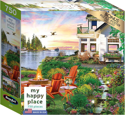RoseArt My Happy Place-Harbor House-750 Piece Jigsaw Puzzle for Adults...