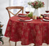 Newbridge Fancy Metallic Snowflake Christmas Fabric Tablecloth, 70 Inch Round, Red Gold, No-Iron Soil Resistant Sparkling Snowflakes Woven Holiday...