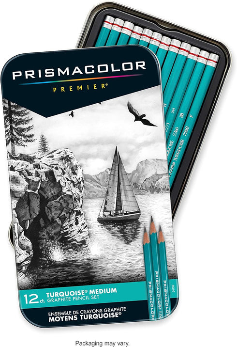 Prismacolor Premier Turquoise Graphite Sketching Pencils, Medium Leads, Adult Coloring, 12 Pack...