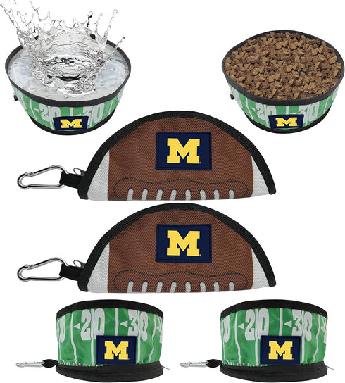 NCAA Michigan Wolverines Pets First Collapsible Dog Travel Bowl Set, 2 Pack Food and Water Bowls for Dogs, Best Portable & Lightweight Leak-Proof ...