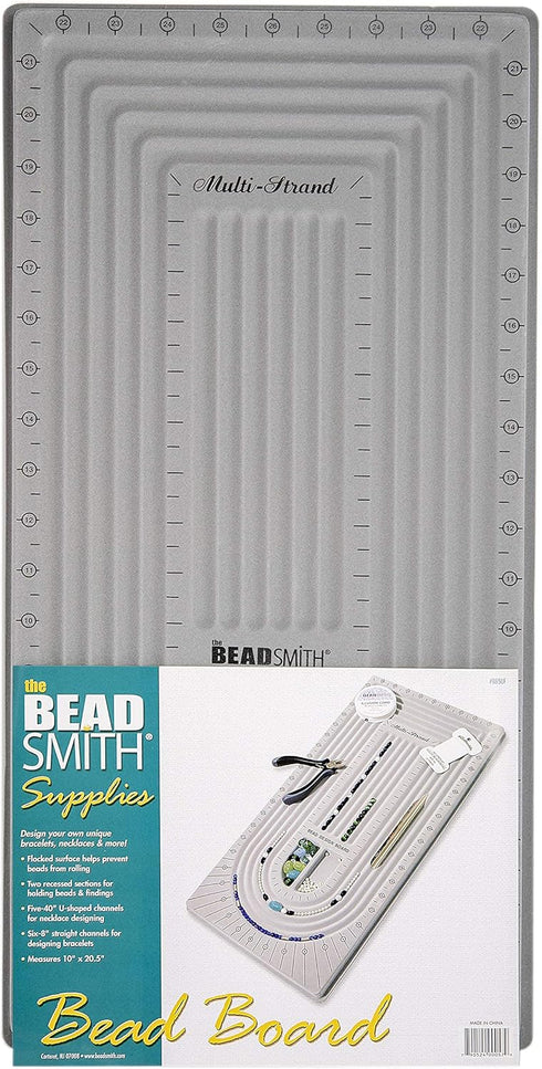 The Beadsmith Bead Board, Grey Flocked, 5 U-Shape and 6 Straight Channels, 10 x 20.5 inches, Design Boards for Creating Bracelets, Necklaces and O...