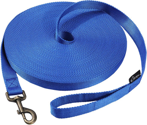 HIKISS Long Dog Leash Obedience Recall Training Agility Lead with Thickening Material for Large Dog - 15ft 20ft 30ft 50ft 100ft Training Leash(Blu...