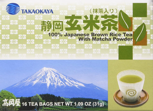 Takaokaya Genmai Cha, Japanese Brown Rice Tea with Matcha Powder, 16 Tea Bags...