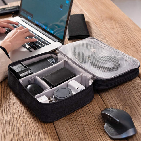 Electronic Bag Travel Cable Accessories Bag Waterproof Double Layer Electronics Organizer Portable Storage Case for Cable, Cord, Charger, Phone, A...