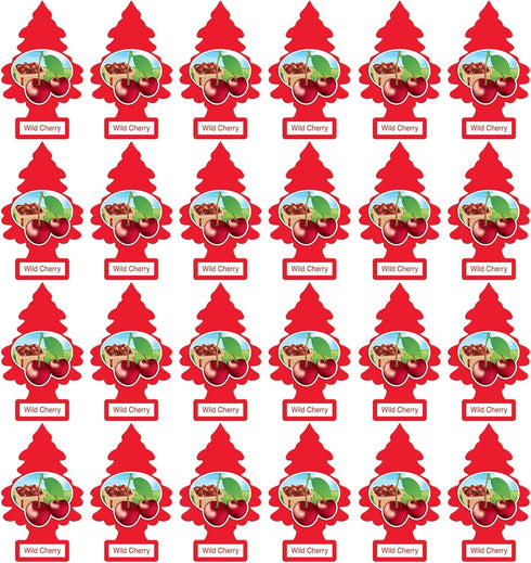 LITTLE TREES Car Air Freshener | Hanging Paper Tree for Home or Car | Wild Cherry | 24 Pack...
