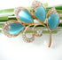 Navachi 18k Gold Plated Opal Leaves Crystal Branches Brooch Pins...