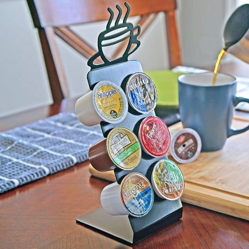 Coffee Pod Holder for Countertop – 6 Slot K-Cup Holder for Small Spaces, Compact Storage, Metal Stand for K-Cups, Pods, & Coffee Accessories...