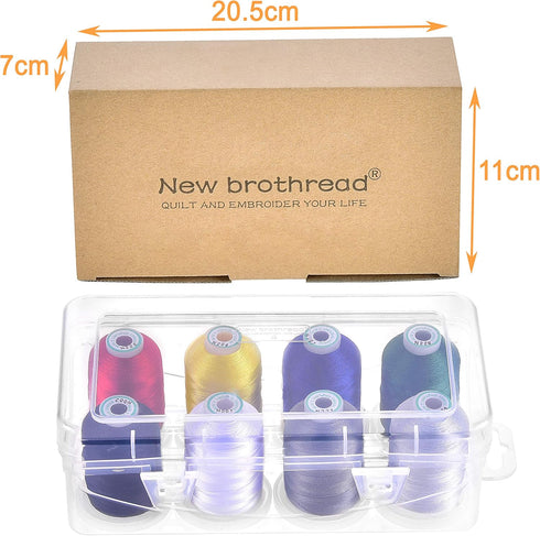 New brothread - 20 Options - 8 Snap Spools of 1000m Each Polyester Embroidery Machine Thread with Clear Plastic Storage Box for Embroidery & Quilt...