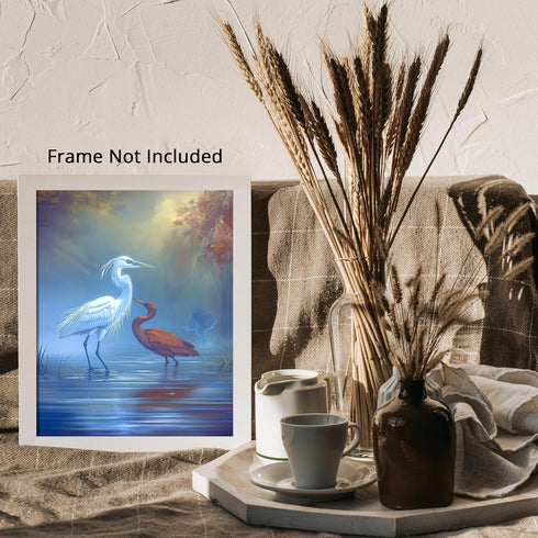 Posterizer 1 pcs-beautiful art work of pair of heron birds in nature 3-Art for Animal Lovers Gift for Art Lovers Decorations for Bedroom, Office, ...