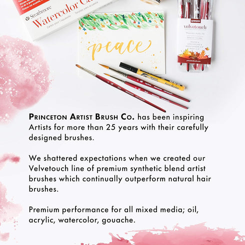 Princeton Velvetouch Paintbrush, Size 3, Scarlet...