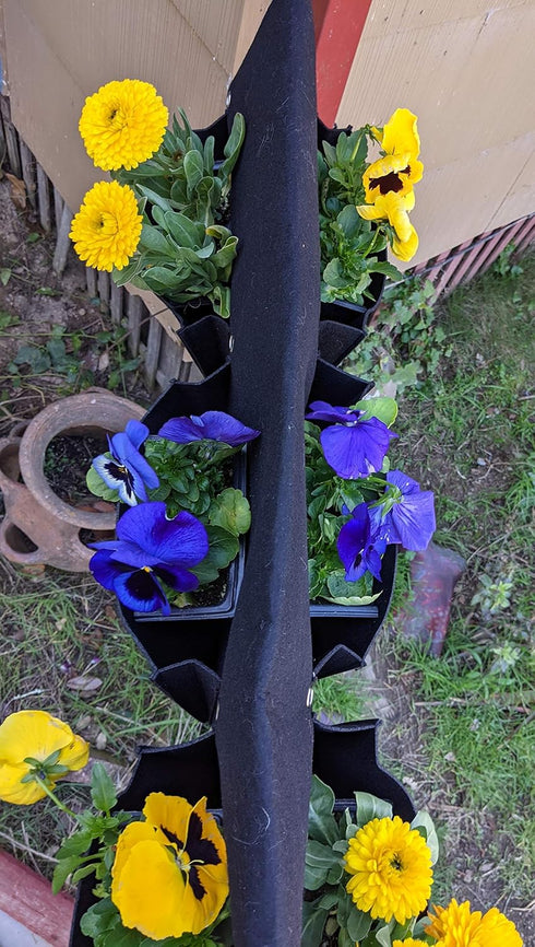 Cloth 6 Pocket Saddlebag Hanging Fence Fabric Bag Planter -Hangs Flowers on Both Sides of The Fence for Patio, Deck, Railing. Perfect for flowers,...