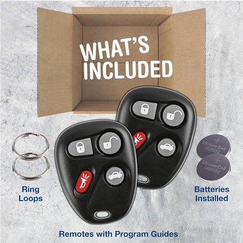 2X KeylessOption Key Fob Replacement for 2001 2002 2003 2004 2005 Buick Cadillac Chevrolet Chevy Oldsmobile Pontiac Remote, 4-Button 25695954, Loc...