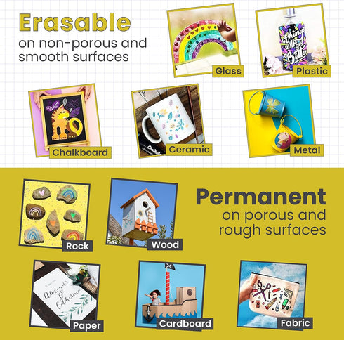 Metallic Chalk Markers (2 Pack) Liquid Chalk Pens for Blackboards, Chalkboard, Bistro Menu, Window Markers for Cars - Wet Wipe Erasable - 15mm Jum...