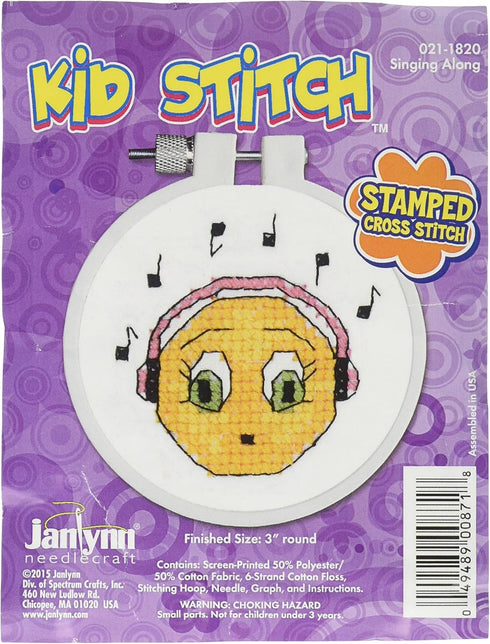 Janlynn 021-1820 Kid Singing Along Stamped Cross Stitch Kit, 3"...
