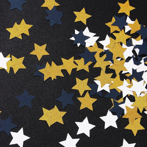 300pcs Navy Blue White Gold Confetti,Glitter Paper decor Twinkle Little Star Table Confetti,Birthday Graduation 2025 Fathers Day Wedding Baby Show...