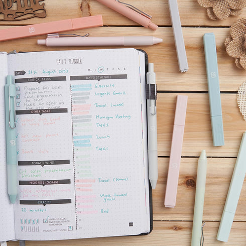 Aesthetic Highlighters and Gel Pens With Soft Ink And Tip, No Bleed Dry Fast Easy to Hold, for Bible Journaling Planner Notes School Office Suppli...