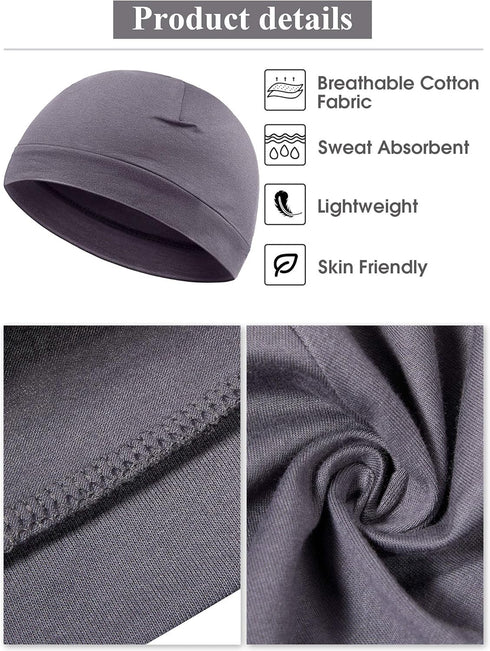 Syhood 6 Pieces Men Skull Caps Cotton Beanies Sleep Hats Multifunctional Helmet Liner Cap for Men and Women...