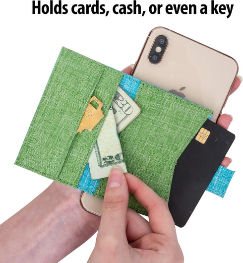 | Stick On Cell Phone Wallet and Card Holder for Phone Case | iPhone Compatible(Blue Green)...