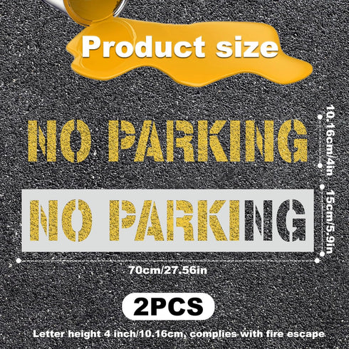 2pcs No Parking Stencils, 4 Inch Letter Stencils Flexible Plastic Parking Lot Paint Templates Parking Lot Stencils Traffic Curb Painting Marking S...
