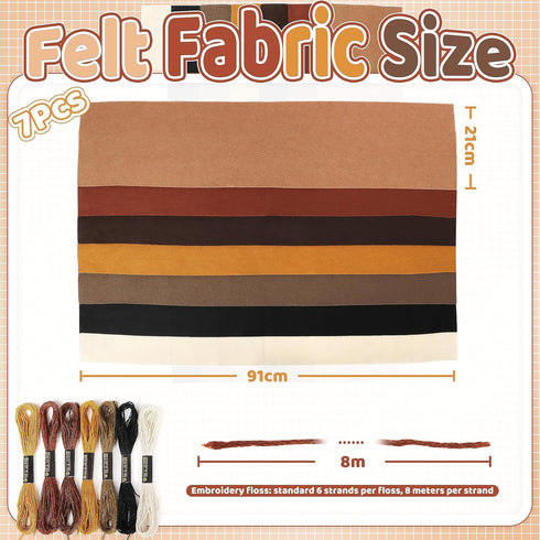 Brown Soft Felt Fabric Sheets: ZAIONE 7 Rolls 8''x35'' Felt Sheets Assorted Thick Felt Fabric Roll for DIY Crafts...
