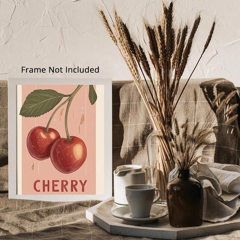 Posterizer 1 pcs-playful graphic Cherry poster-Retro style design 2-Kitchen & Bar Art- Art for Cafe, Restaurant, Coffee Bar - unframed wall art...