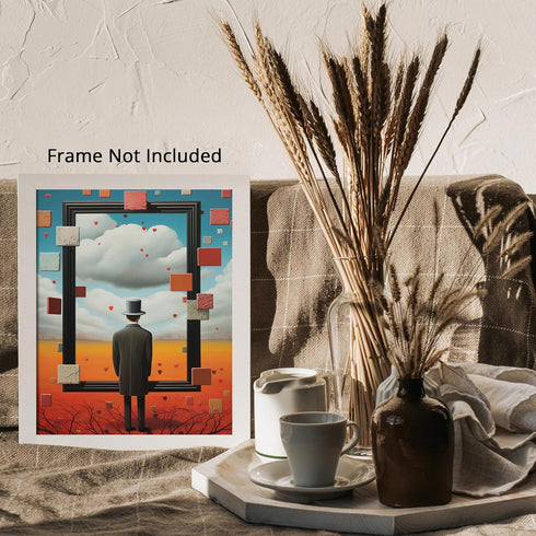 Posterizer 1 pcs-desert man entranced by an empty frame-Abstract & Modern Art-Fantasy & Fiction Art-Gift for Art Lovers-Decor for Home & Office- U...